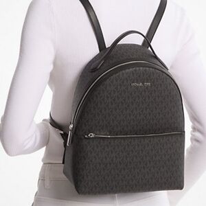 Michael Kors Black Sheila Medium Monogrammed Signature Backpack